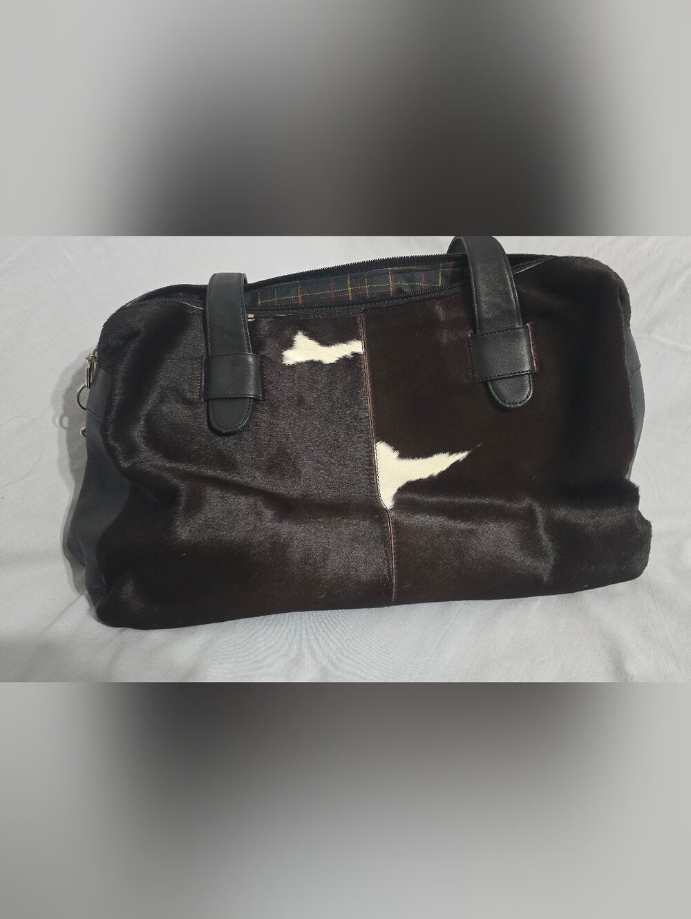 Alexis David Cowhide Duffel Bag Hair On Hide Black and White Cowhide Weekender